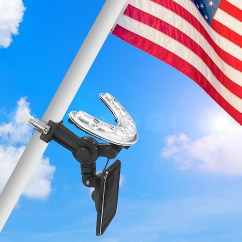 Flagpole Solar Light,2 in 1 Brightest Led Flag Light Solar Powered for 1-1.5 Flagpole - Can Be Placed in The Garden for Lighting - House Eaves Angled Small Flag Lighting (Black)