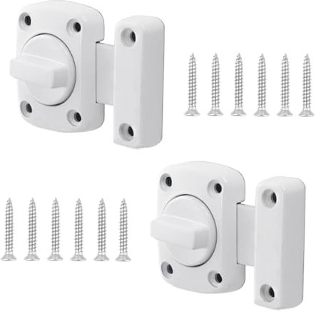 MANICAF 2 Stück Türriegel Diebstahlsicherung, Türriegel Innen mit Schrauben, Drehriegel, Drehriegel Riegelschloss, Türschloss für Badezimmer, Schlafzimmer, Toilette, Schranktür, Groß, Weiß