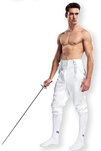 Fechthosen, Fechtausrüstung, Klassische Fechtuniform for Männer, Klassische Fechthosen for Männer, 450 N Stichfestigkeit, Zertifiziert vom Fechtverband, Weicher Stoff, Atmungsaktiv und Bequem(40)