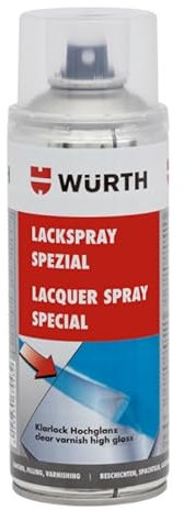 Wuerth Würth 400 ml Nitroalkydale Paint Spray, Clear Lacquer for Wood, Metal, Plastic - Fast-Drying, High-Gloss Touch-Up