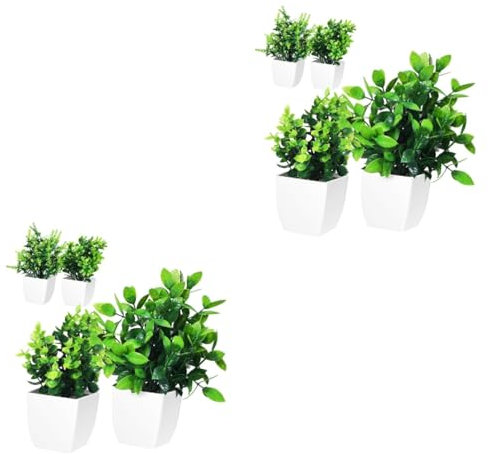 SUPVOX 8pcs Faux Potted Plants Realistic Greenery Centerpieces for Home Decor Indoor and Outdoor Table Display Safe Material Versatile for Patios and Shelves