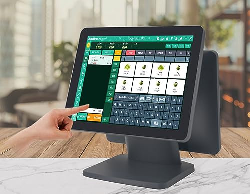 IUBGFTO Registrierkasse, Registrierkasse mit 15-Zoll-Touchscreen und 11,6-Zoll-Sonderbildschirm, 4 GB RAM, 64 G NAND, Windows Pro 7 (Dual-Screen)