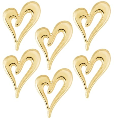 SUPERFINDINGS 6 Pièces Broche Cœur Dorée en Alliage pour Costume Chemise Mariage Broche D'Amour Ouverte pour Décoration de Bijoux DIY Robe Écharpe