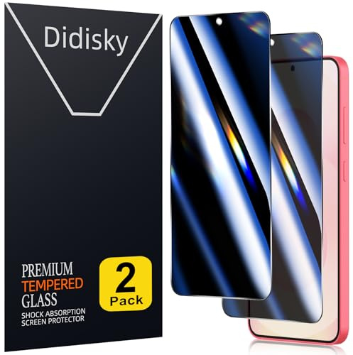 Didisky (2 Piezas Protector Pantalla Privacidad para Samsung Galaxy S25 6,2, Cristal Templado 9H, Anti-espía, Antihuellas, Sin Burbujas, Instalación Fácil, Resistente a Arañazos