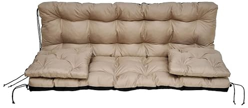nana shop wasserabweisendes Kissen für Hollywoodschaukel & Gartenbank 120 cm - Schaukelkissen Outdoor Wetterfest, Gesteppt, Silikonkugeln + PU-Schaum Füllung – Bankauflage Gartenkissen (Beige)