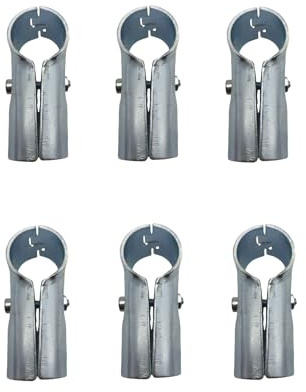 6 Pcs T Clamps Pipe Connector Metal Fittings,Structural Pipe Connector Joint,Fit OD 1-1/4 inch (32 mm) Carbon Steel End Rail Tee Clamps,Chain Link Fence,Bolts and Nuts Included