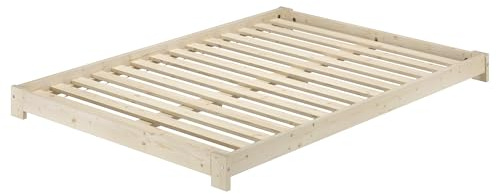 Erst-Holz®Ehebett Bodennah Fichte/Tanne Unbehandelt 140 x 200 cmRollrost inkl.