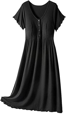 Generisch Maternity Fashion Dungarees Thread Maternity Dress Thin Round Neck Short Sleeve Maternity Dress for Breastfeeding Maternity Dress with Short Waist Sleeves Women Wear Wedding Dress Women's