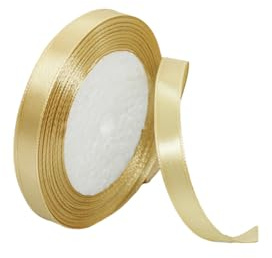10mm Champagne Gold Satin Ribbon 22M ，Fabric Hair String Ribbon for Craft, Flower Bouquets, Gift Wrapping, Wedding, Bow Making and Valentines Christmas Decoration (Champagne Gold, 1CM)