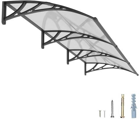 GUANSU 300x100cm Marquise de Porte Extérieure, Auvent Polycarbonate Anti-UV
