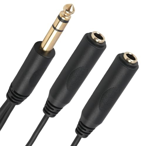 Wvxilyr Cavo Splitter Jack Stereo da 6,35 mm TRS Maschio a Doppio Jack Femmina Stereo da 6,35 mm, Sdoppiatore cuffie, Cavo Adattatore Stereo di Qualità Per Cuffie, Microfoni, Amplificatori e Karaoke