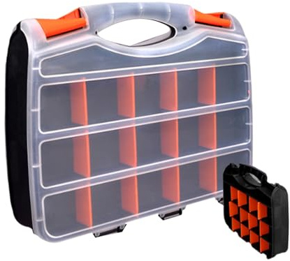 Organizadores multiusos para taller, contenedores extraíbles con asa de transporte para tuercas, tornillos, accesorios, organizador de herramientas portátil, compartimentos de caja