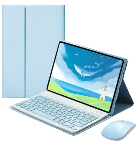 Funda con Teclado para iPad Mini 8,3 Pulgadas 7.ª generación A17 Pro 2024 y Mini 6.ª generación (2021) con ratón, Funda Protectora Delgada con Teclado inalámbrico Desmontable