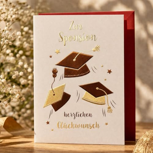 Michel Verlag Glückwunschkarte zur SPONSION | Hochwertige Klappkarte 12x17cm inkl. Umschlag | Stilvolle Gratulation Geschenkidee Abschluss Universität Diplom Magister Bachelor