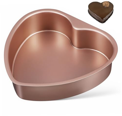 STOBAZA Stampo Per Torte a Forma Di Cuore Da 8 Pollici, Tortiera Base Rimovibile in Acciaio Al Carbonio, Teglia Spessa Per Forno Domestico e Da Cucina