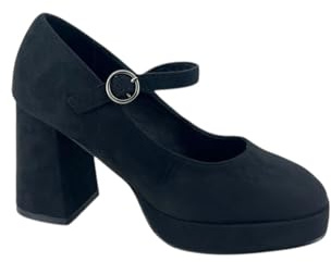 MODELISA - Zapato de Tacón Ancho Mary Jane de Plataforma Boda Noche Evento para Mujer (Negro, Sistema Tallas Calzado EU, Adulto, Mujer, Números, Mediano, 36)