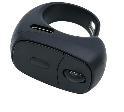 Gurtt Trådlös Bluetooth-fjärrkontroll med fingertoppar, fjärrkontroll för video-scrollring, sidvändare, Bluetooth-ringscroller (med laddningsstation, svart)