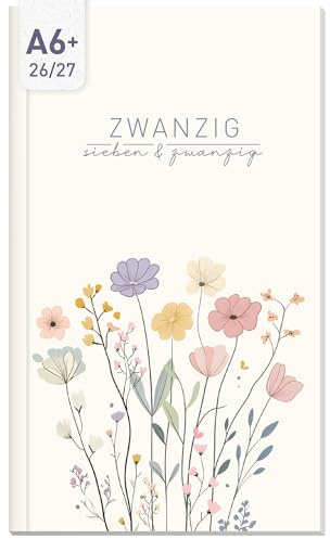 Häfft® Monatskalender Slim Taschenkalender 26/27 A6+ Flower Joy