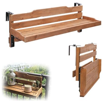 ZYXQQJ Balkontisch Klappbarer Balkonhängetisch 60×30 90×30 120×30cm Balkon-Hängetisch Verstellbarer Wand-Geländertisch Serviertisch Für Terrasse Deck(90x30cm/35.4x11.8in)