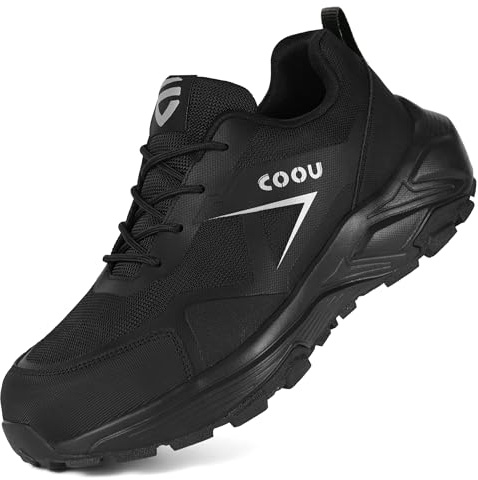 Scarpe Antinfortunistiche Uomo Donna Leggere Scarpe da Lavoro con Punta in Acciaio Comode Scarpe Sicurezza Antiscivolo Traspiranti C18/Nero 42