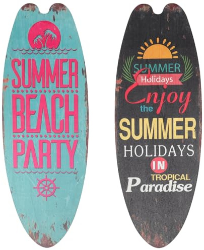 TOKIDNY 2 Stück Holz Surfbrett Wanddeko Rustikales Strand Schild zum Aufhängen Beach Deko für Innen und Außen Maritime Heim und Bar Dekoration