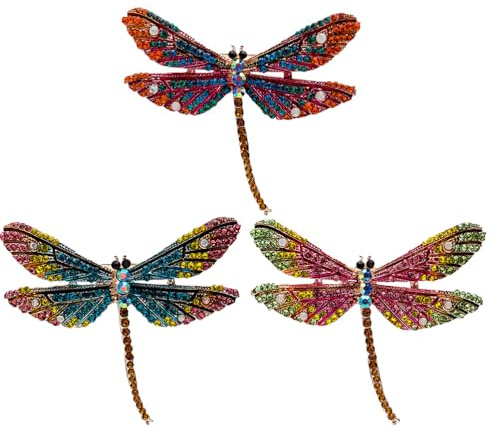 Spilla a Forma di Libellula 3 Pezzi, in Lega, Gioiello | Design Brillante e Look Accattivante, per Donne e Ragazze, per Natale e San Valentino