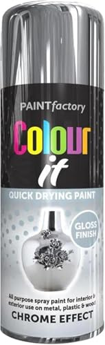 Colour It Chrome Effect Quick Drying Paint, Multi-Surface, Gloss Finish, Smooth Coverage, Durable, Rust-Resistant, Long-Lasting, Ideal for Doors, Gates, Railings & Furniture, 400ml (Pack of 1)