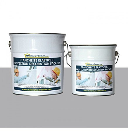 MATPRO - Peinture Étanche & Élastique pour Protection de Façade - pour Mortiers, Briques, Crépis, Fissurés ou Non, Avec ou Sans Relief - Gris Ciment - 36Kg