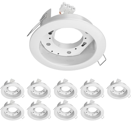 ledscom.de 10x infälld taklampa ZOBE II, vit halvblank, rund, 107mm Ø, 1x GX53 max. 25W
