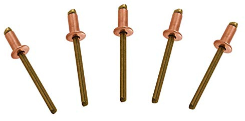 USA Fittings Copper Pop Rivets Brass Mandrel Blind Rivets Dome Head 4-2 (1/8 Diameter x 1/8 Grip) Qty 100
