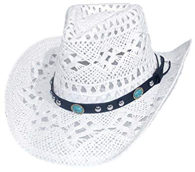 Carnavalife Chapeau de cowboy/cowgirl Panama en paille avec bande, unisexe, taille unique, pour l'été, style western, campagne, brésilien, bohème, indien, raphia, naturel, XH-117B, Taille unique