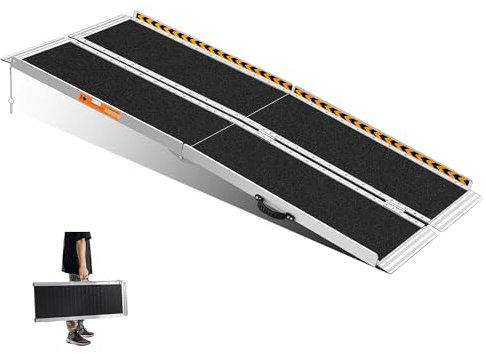 Rollstuhlrampe 183CM, gardhom Max. 362KG Ladekapazität Anti-Rutsch Alu Klapprampe für Rollstuhlfahrer oder Rollator, Schwellenrampe für Heimtreppen Treppen Türen Mobilitätsroller