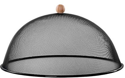 Rivanto® Fliegenhaube Schwarz Ø 43 cm Tellerglocke mit Trageknauf, Teller Abdeckung für Lebensmittel beim Grillen