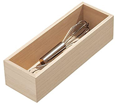 iDesign Range-Couverts pour la Cuisine, Organisateur Cuisine en Paulownia pour Les tiroirs et placards, casier Range-Couverts pour Les tiroirs de Cuisine, Beige, Naturel