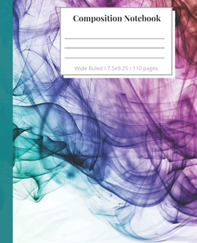 Composition Notebook: Composition: Multi-Colored Notebook for Kids and Adults, Cool Colored Smoke, Wide Ruled Book 7.5 x 9.25 in, 110 Pages, Back to School Supplies, For Students and Teachers