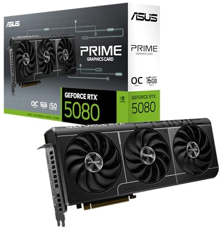 ASUS Prime GeForce RTX 5080 EVO 16GB GDDR7 OC Edition Gaming Grafikkarte | Nvidia GeForce RTX5080, SFF-Ready, Dual-BIOS-Schalter, PCIe 5.0, 1x HDMI 2.1b, 3x DisplayPort 2.1a
