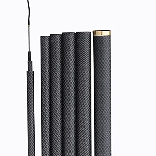 Stipprute Hochwertige Kohlefaser-Teleskop-Angelruten Power-Hand-Pole 2. 7M-10M Ultraleichte Harte Süßwasserkarpfenströmungsstab Angelrute (Color : Black, Length : 3.9m)
