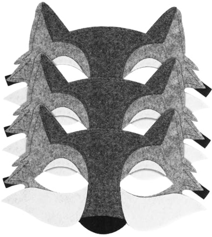 Tomaibaby Wolf Masken Fühlte Halb Tier Kopf Masken Tier Maskerade Halloween Kostüm Cosplay Party 3Pcs
