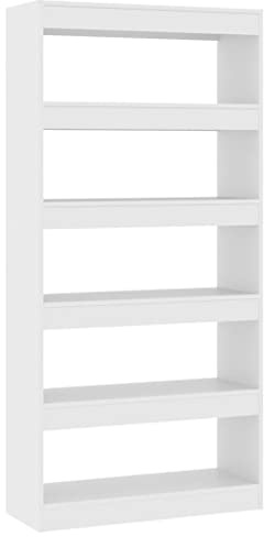vidaXL Estantería/Divisor de Espacios Armario Estante Separador Partición Pantalla de Privacidad Mueble Librería Contrachapada Blanco 80x30x166 cm