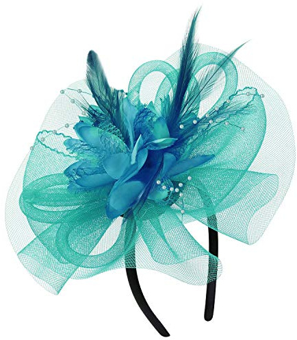 haozaikeji Fascinators Feder Mesh Schleier Party Hut Braut Kopfbedeckung Damen Stirnband Elegant Accessoire Cocktail Tea Party Hut Haarband Vintage 20er Jahre Kopfschmuck Hochzeit Kirche Haarschmuck