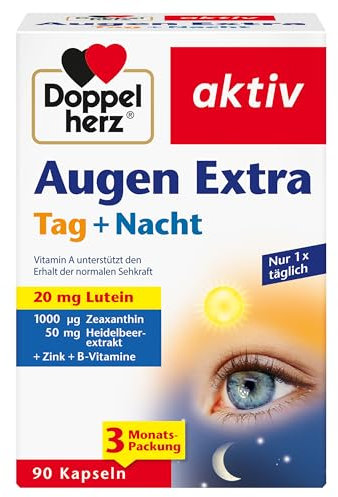 Doppelherz Augen Extra Tag + Nacht - Mit Lutein, Zeaxanthin - 5 Vitamine plus Folsäure - 90 Kapseln