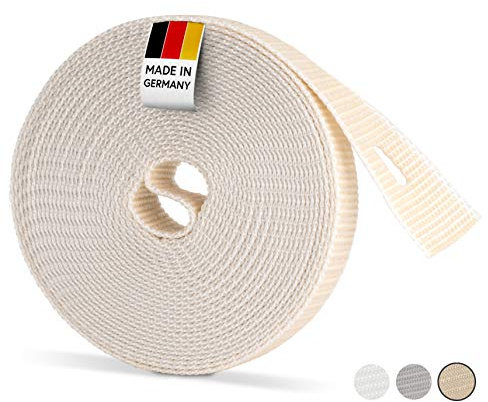 BAUHELD® Sangle de volet roulant de 6 m, 14 mm, 20 mm, blanc, beige