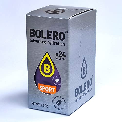 Bolero Bebida 24 bolsitas de 3 g g de fruta preparada en polvo soluble para bebida fresca en agua, 72 gramos endulzado con stevia (deporte)