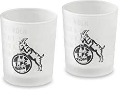 1. FC Köln Teelichthalter Windlicht Logo Schwarz Silber