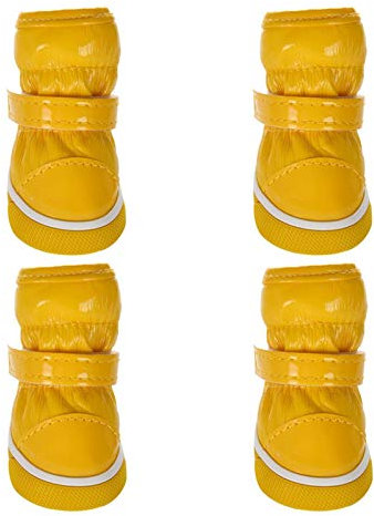 Hundeschuhe Winter Haustier Hund Schuhe für kleine Hunde Warme Fleecewelpen Pet Schuhe wasserdichte Hund Schneeschuhe Chihuahua Schuhe Haustier Produkte pfotenschutz (Color : Yellow, Size : 1)