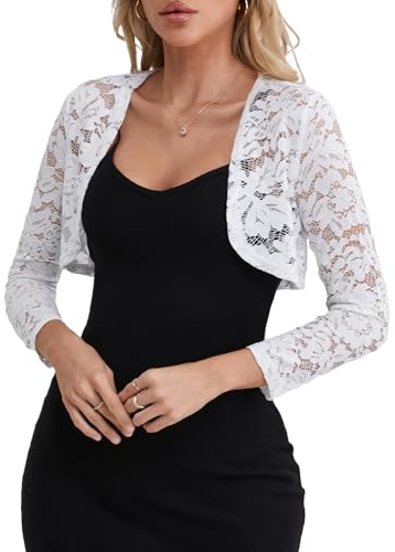 fuinloth Bolero Donna Elegante Pizzo Matrimonio Corto Cerimonia Serale
