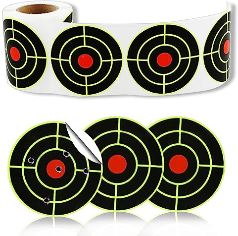 200 PCS Target Practice Shooting Paper Self Adhesive Splatter Roll Fluorescent Yellow Targets Stickers Reactive Shooting Targets Paper for Bb Pellet