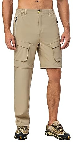 Little Donkey Andy Men's Quick Dry Zip Off Convertible Pants Elastic Lightweight Hiking Travel Golf Khaki XXL