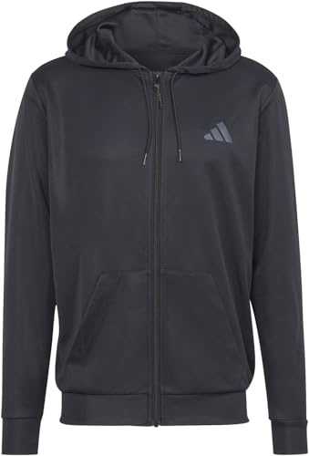 adidas Herren Train Essentials Seasonal Full-Zip Hoodie, Black