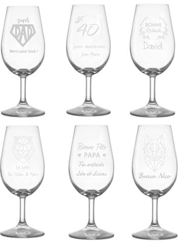 Verre a vin personnalisé 21cl (Lot de 6) Mabouteille.fr - Verre à vin gravure sur verre pour un service coffret vin unique avec prénom, message, logo… [ Verre vin personnalisé ]